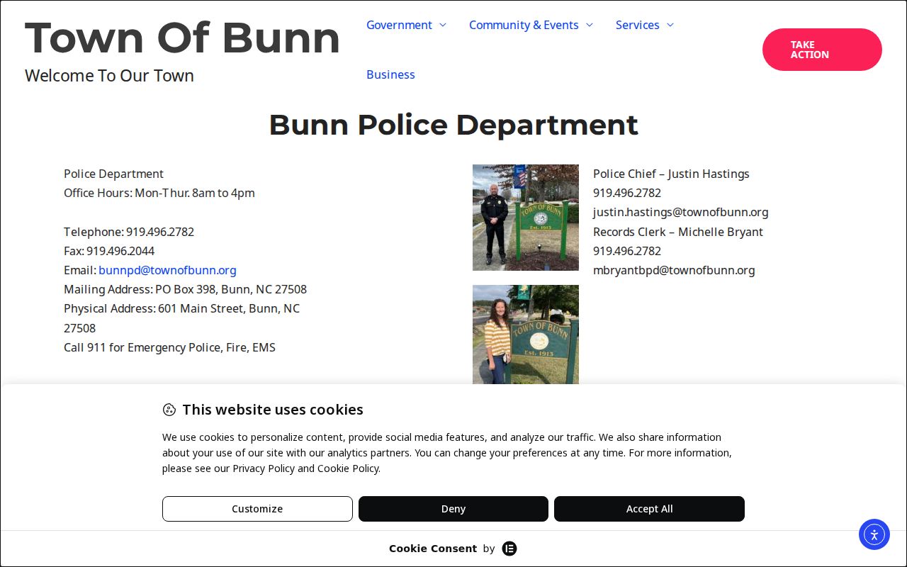 Bunn court records distinction from Bunn police contact source