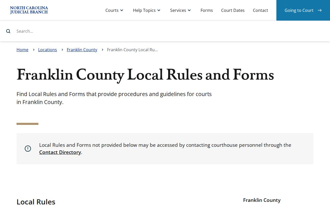 Franklin County civil court schedule local rules and forms source