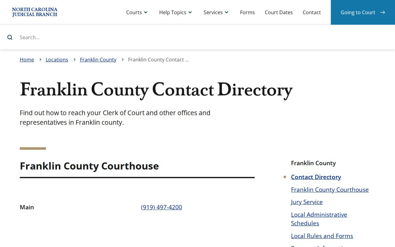 Franklin County court schedule contact directory source