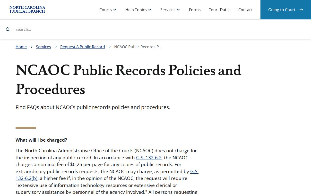 Franklin County court case records NCAOC administrative request policy