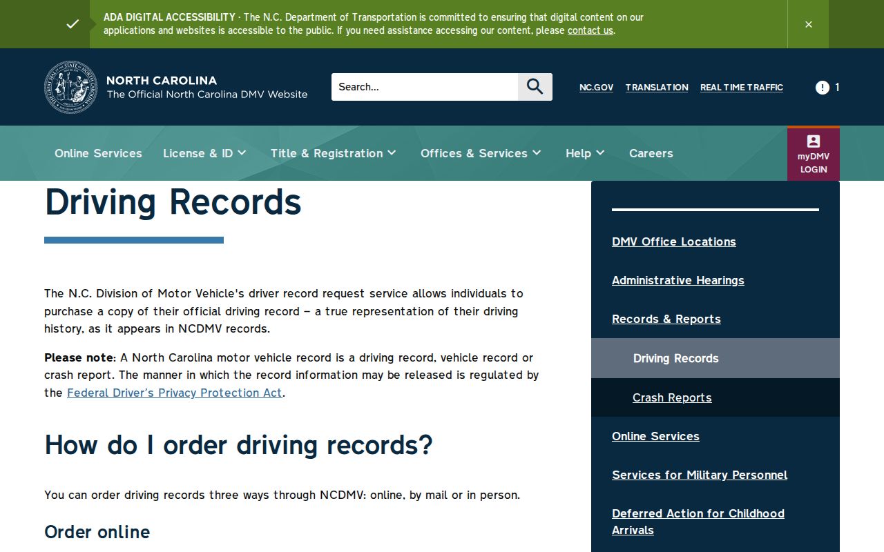 Franklin County traffic court record and separate North Carolina DMV record route