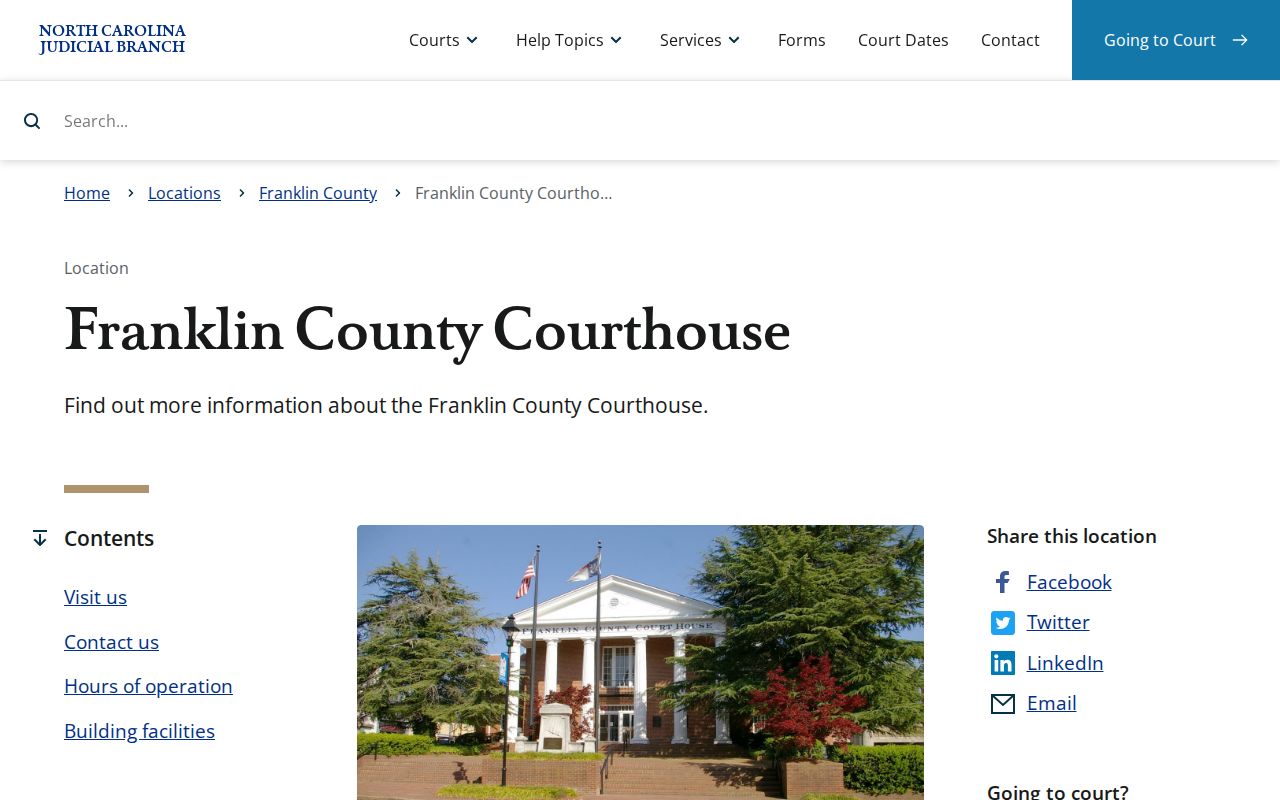 Louisburg court records route at the Franklin County Courthouse