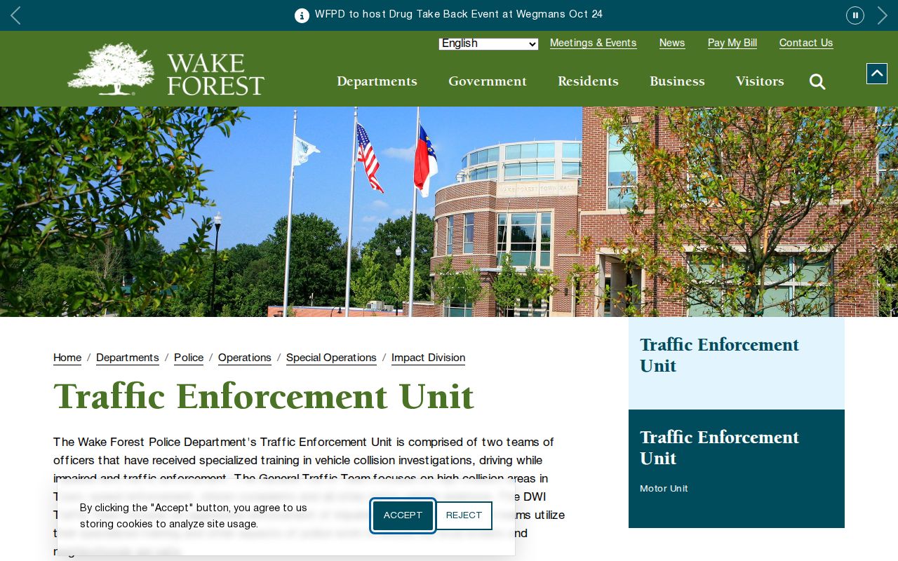 Wake Forest court records distinction from traffic-enforcement unit source